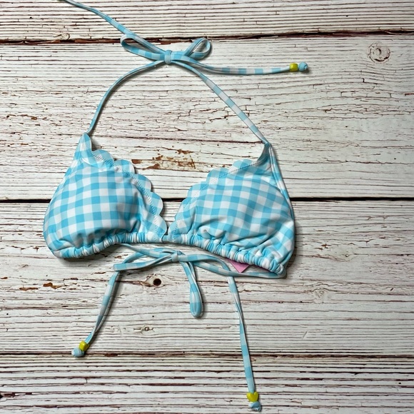 NWT Stoney Clover Lane X Target Blue Gingham Triangle Bikini Top Sz XXS and S - Picture 7 of 14